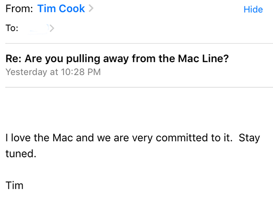 Tim Cook e-mail